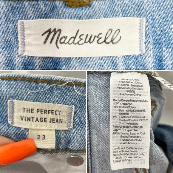 Madewell The Perfect Vintage Jean Light Wash Size 23 Bleached Tie Dye Denim - Picture 10 of 11